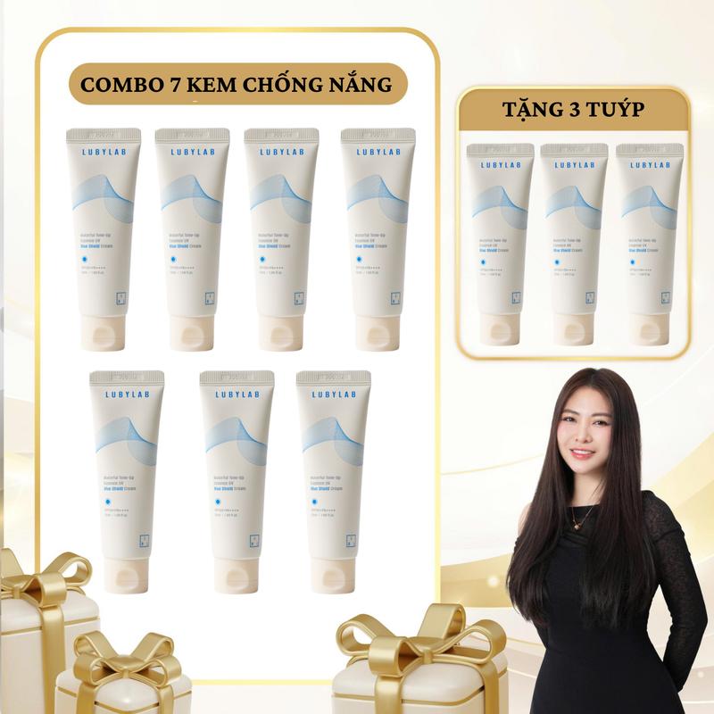 SN1634 - Mở bán - Combo 10 Tuýp Kem Chống Nắng Lubylab Waterfull Tone-up Essence UV Blue Shield SPF50+ PA++++ 50ml