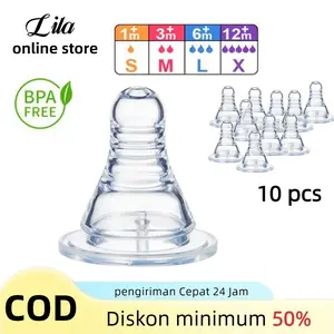 ANGEL MOMMY 10 PCS Dot Bayi Bahan PP Food Grade Dot Bayi Silikon Anti Gigitan Lembut XNZ Aksesori Dot Dan Botol
