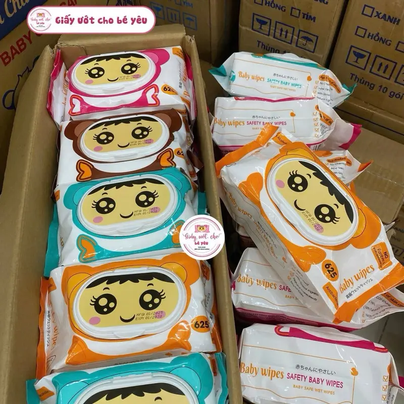 [Giá sỉ] BABYWIPE Combo 10 Bịch Khăn Giấy Ướt 625gram Khổ Giấy To 18x24cm Vải Bi Không Dệt Mềm Mịn An Toàn Cho Da Bé Hạn Sử Dụng 2028 5