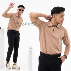 GRANDISK - Kaos Polo Shirt Pria Kerah Lengan Pendek Zipper