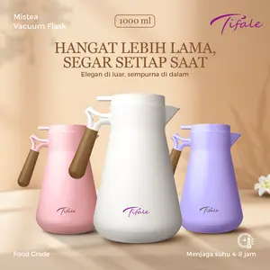 Tifale Mistea Vacuum Jug 1.0L – Teko Air Panas Tahan Lama, Desain Elegan, Gagang Kayu Estetik