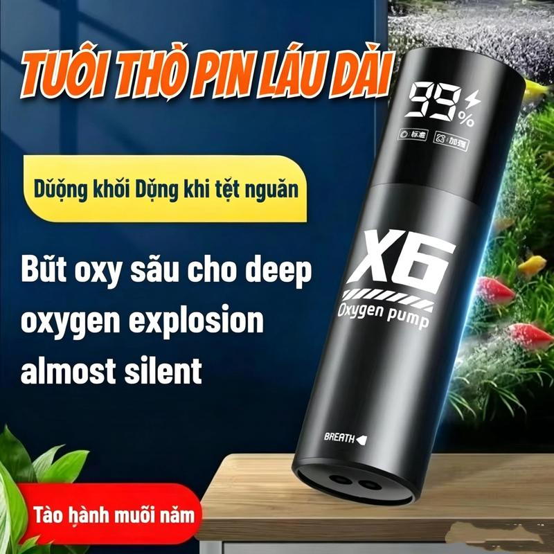 teewow Di động 5W Bơm oxy USB có thể sạc lại Tiếng ồn thấp Máy bơm bể cá Máy…