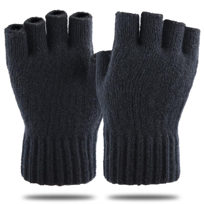 Product Introduction of 1 Pair Half Finger Gloves Knitted Thick Thermal Half Finger Gloves Women Men Winter Warm Glove 13