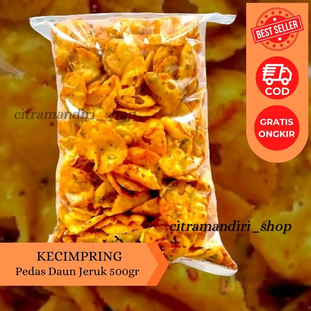 Kecimpring Singkong Pedas Daun Jeruk 500Gr Makanan Cemilan Snack Kripik