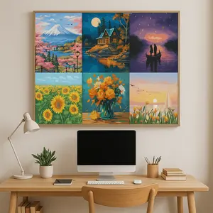 Paint by number 20 x 20cm Canvas Paint By Number Kit Digital Oil Painting DIY Painting Kit Lukisan - Scenery Series