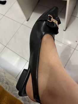 Product Review of Declare&Dee Heels Blok Wanita Pitaloka Square Toe High 3 CM Black Karet Belakang Best Seller Shoes flat  shoes from o**. 1