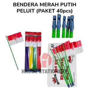 PAKET (40pcs) BENDERA MERAH PUTIH + PELUIT