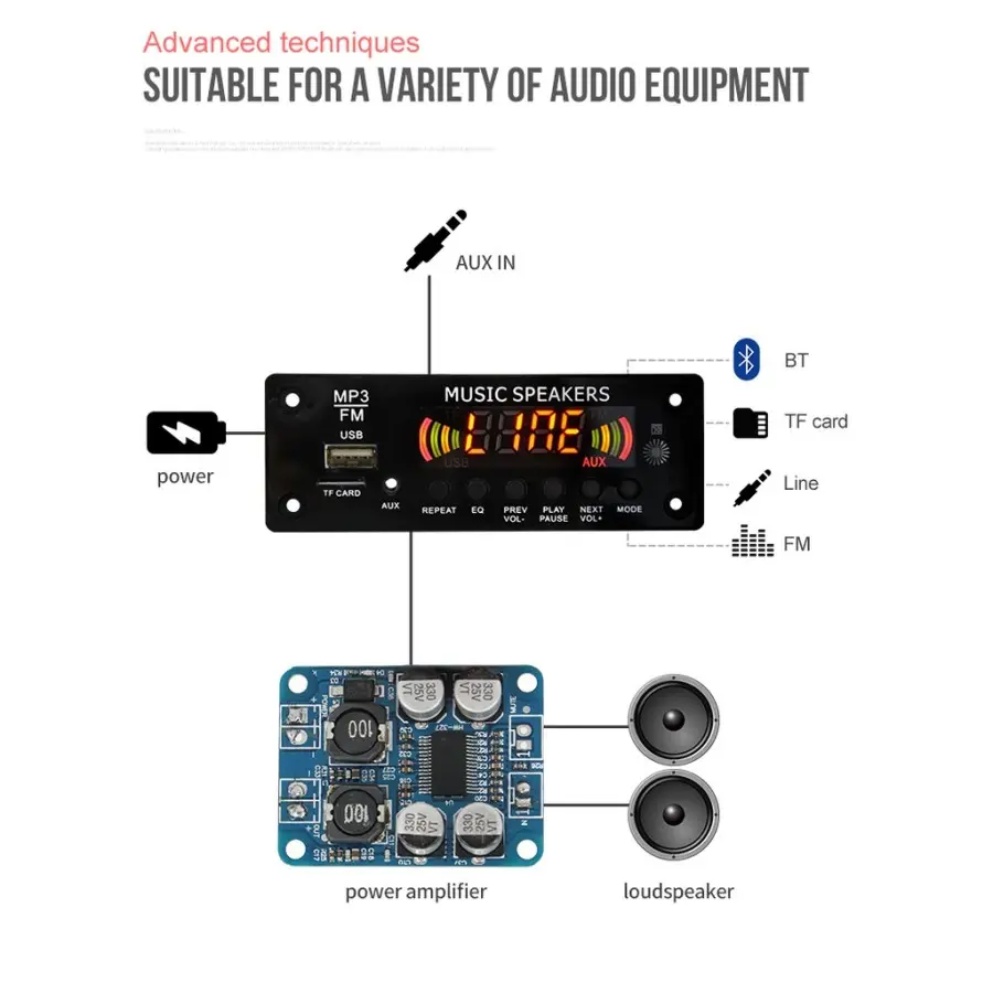 kit modul mp3 AUX FM BLUETOOTH 5.0 bt type 20
