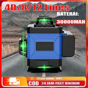 Laser Level 4D 8/12 Lines 360 Rotari Bangunan Waterpass Keramik Meteran Multifungsi Digunakan untuk pemasangan ubin dinding, ubin lantai, dekorasi interior, konstruksi teknik