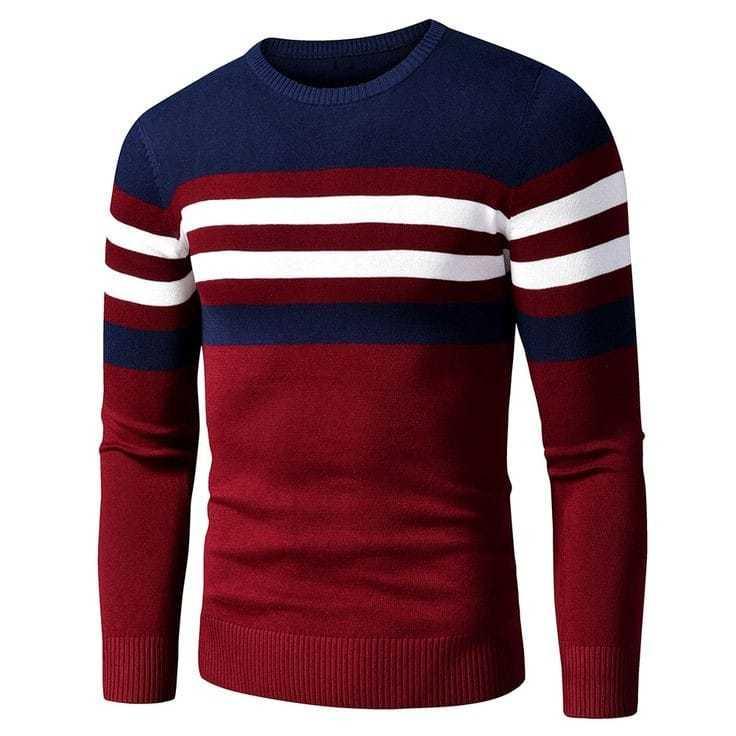Kaos Pria Jaket Pria Sweater Rajut Pria Oblong Lengan Panjang Sweater Motif Crossline Bahan 12Get Get Halus & Tebal 2