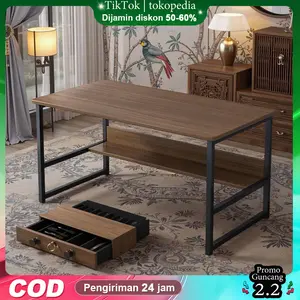 【Ramadan Promo Super 50-60% Diskon Besar】AK-Meja belajar, meja komputer, meja keluarga, meja makan keluarga, putih, primwood, kecoklatan, meja lebar untuk menyimpan rak 120*45*73CM Furniture