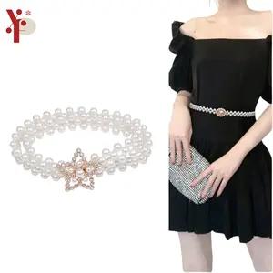 Yoona TP669 Gesper Sabuk Gaun Fashion Mutiara Wanita Rantai Mutiara Ikat Pinggang Elastis Korea Fashion