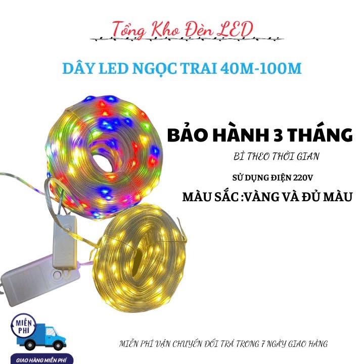 Dây Đèn Led Chớp Nhiều Màu 40m 80m led điện 220v hạt gạo chống nước led argb