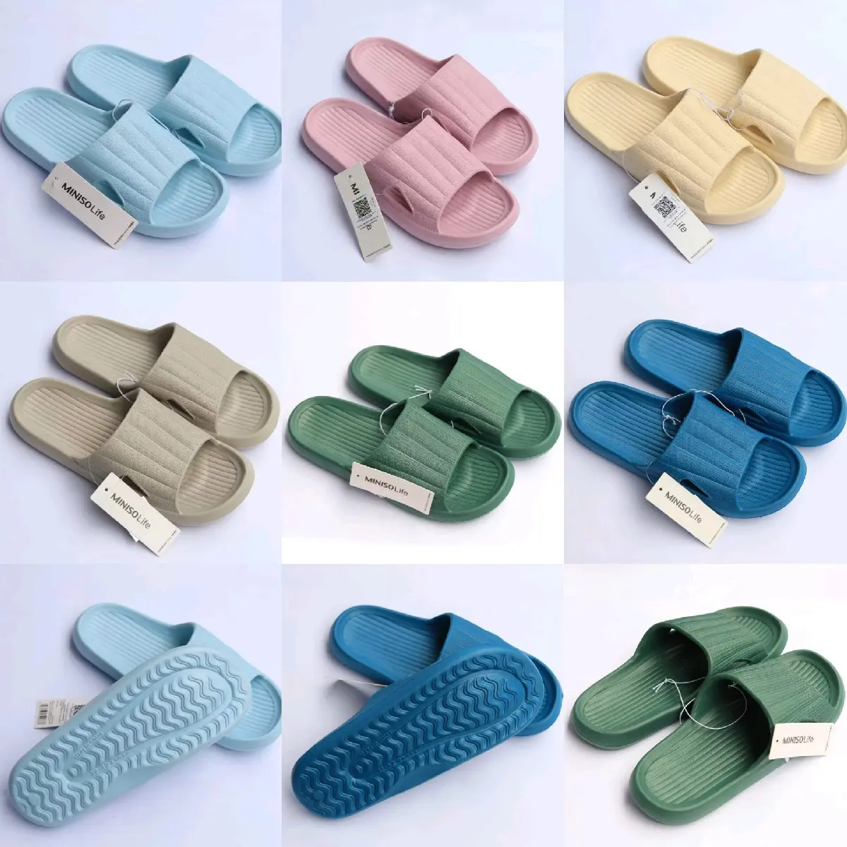 Sandal Wanita Jelly Karet Slop Flat Rumah Empuk Elastis Miniso Life Shoes