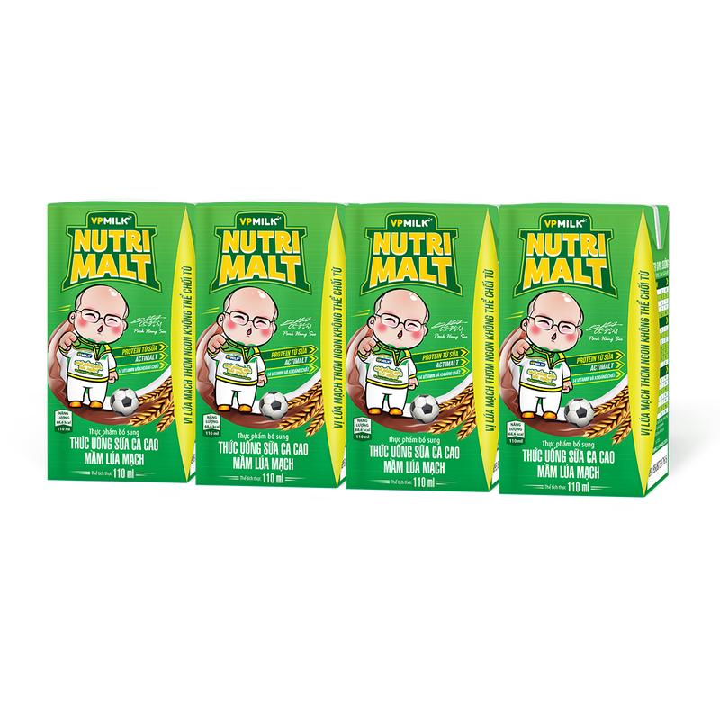 [24 Hộp 110ml] Sữa Uống Dinh Dưỡng Ca Cao Mầm Lúa Mạch Đen VPMilk Nutrimalt Vị Cacao, Sữa bổ sung năng lượng cho bé hoạt động bền bỉ