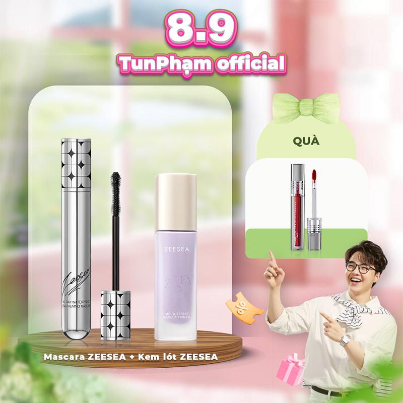 [Tun Phạm x ZEESEA]  Mascara ZEESEA mỹ phẩm Không Thấm Nước + Kem Lót kem  ZEESEA 30g /1pcs + [Free Gift]Son kem lì 1pcs