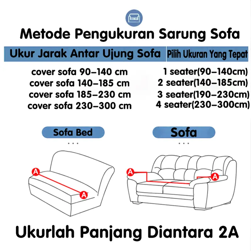 Cover sofa Tebal Sarung Sofa Anti Slip Penutup Sofa Warna Solid Seater 1/2/3/4 8