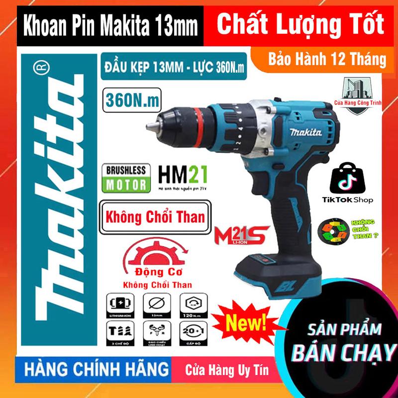 Máy Khoan Pin Makita 199v Không Chổi Than Đầu 13mm Có Búa 3 Chức Năng , máy bắn vít ,máy bắn tôn, khoan pin