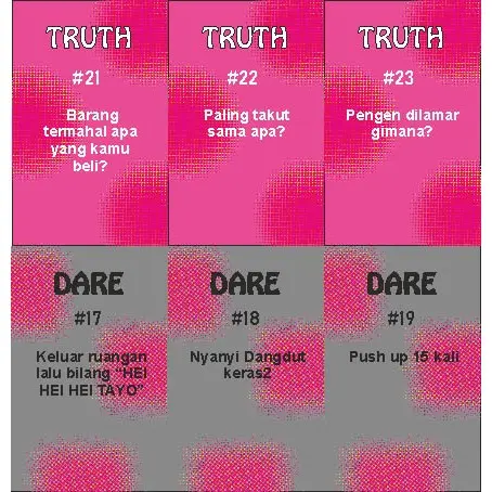 Kartu Permainan Truth or Dare Versi melody dan kuromi 2