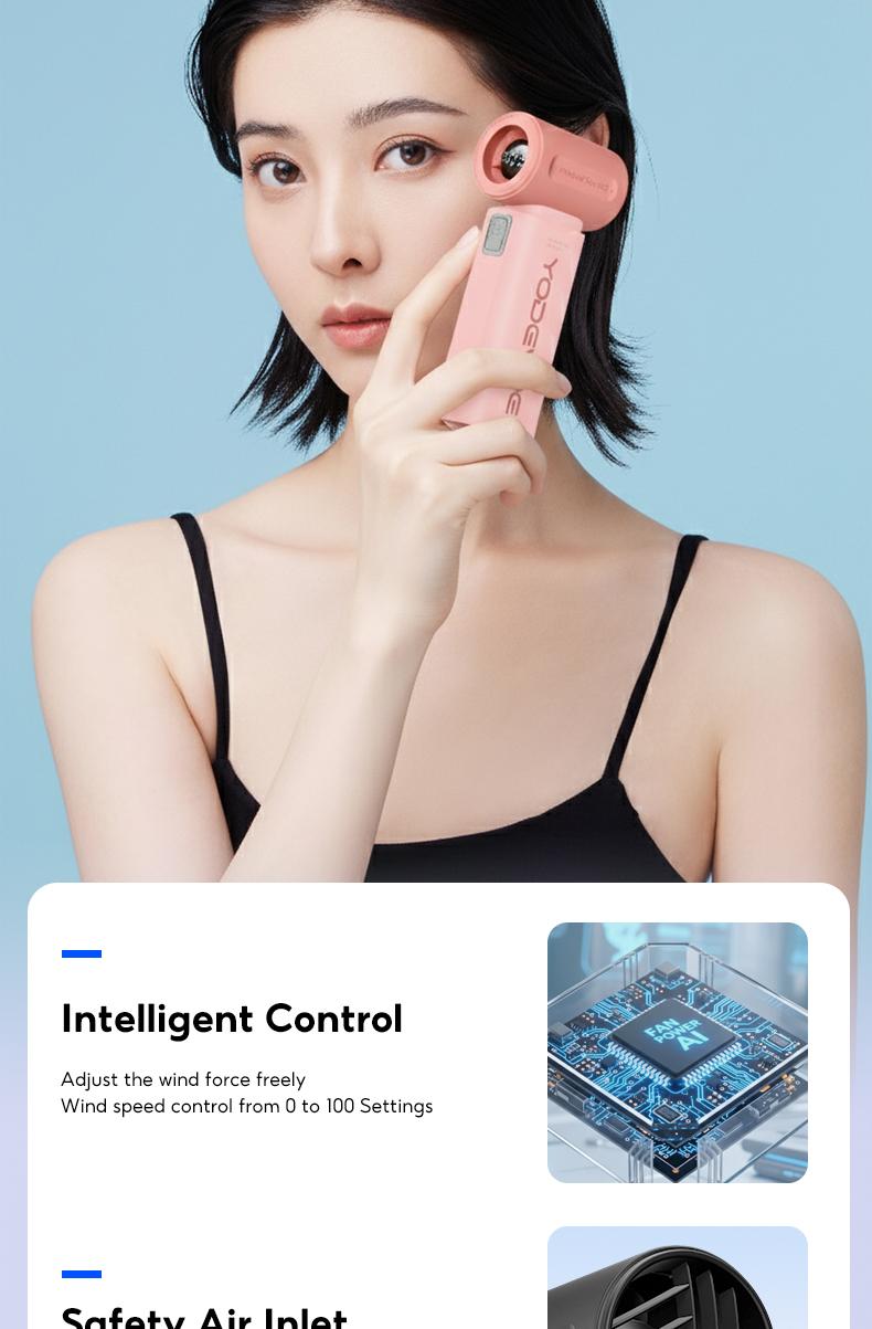 Yodevoe M02 Mini kipas 100 Gear Wind High-speed kipas angin Adjustable Turbo kipas tangan