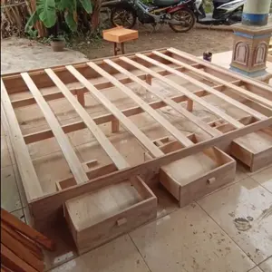 Divan Kayu Solid Tinggi 20cm Laci Komplit Furniture Kamar Tidur Anak Dewasa Desain Elegan & Fungsional Dipan Minimalis