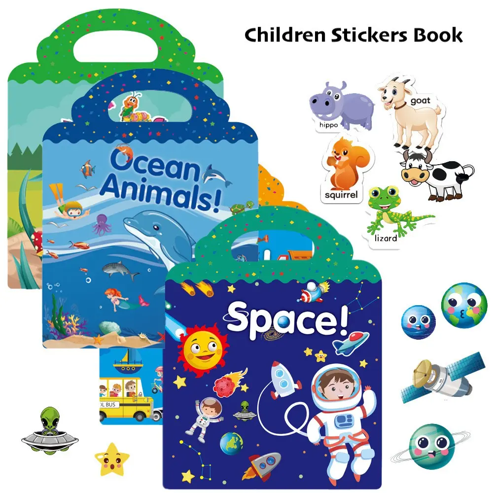 Children Reusable Sticker Book Educational Kids Learning and Playing Stickers Book