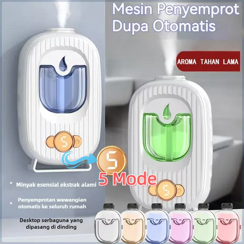 【COD】5 Mode  Tampilan digital cerdas Humidifier Diffuser Aromaterapi Mini Aromaterapi Pewangi Ruangan LED Otomatis Dinding 5 Mode Spray Pengharum Otomatis