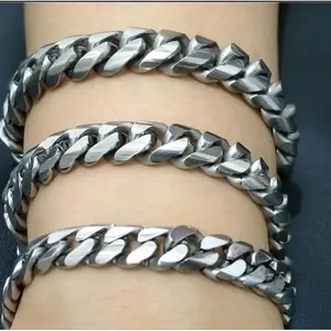 GELANG RANTAI BAJA PUTIH PRIA ANTI KARAT ANTI LUNTUR MODEL TERBARU