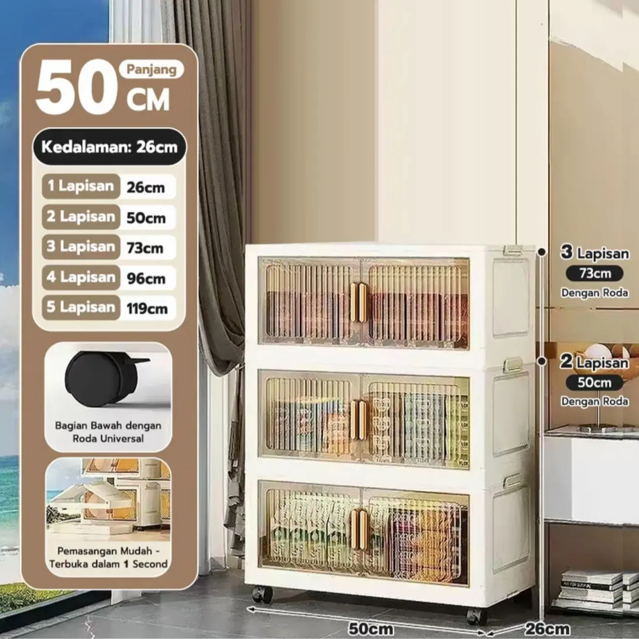 【transparan】50cm-3 Lapisan