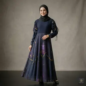 RAFASYA. Kailani Dark Marble Series - Gamis Eksklusif Wanita Panjang 140cm Desain Modern Minimalis Motif Abstrak Artistik