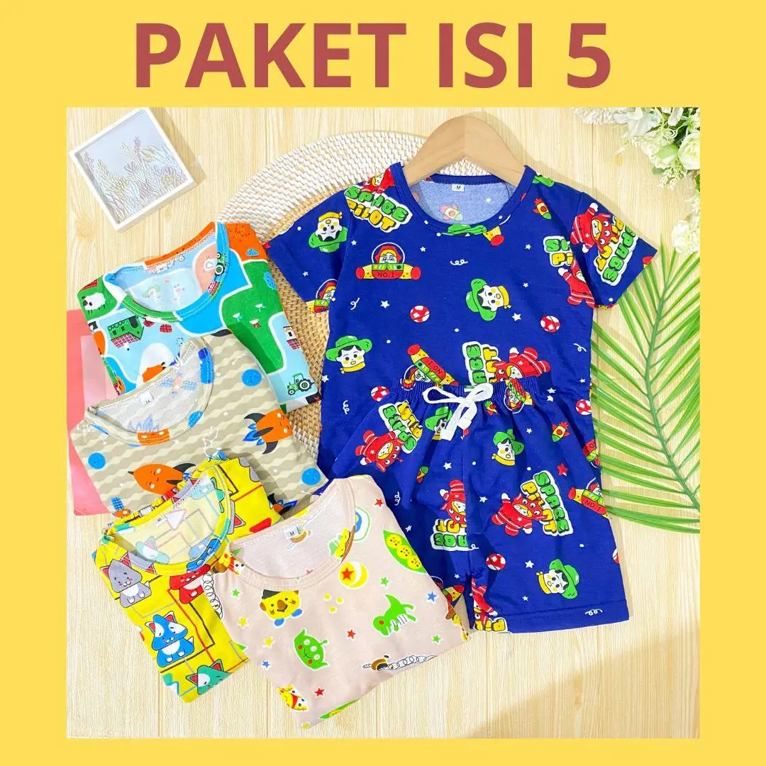 PAKET BUNDLE SETELAN PRINTING   ISI 5 UNISEX 0-5TAHUN