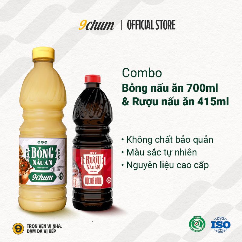 Combo dùng thử 01 chai Rượu nấu ăn 415ml & 01 chai giấm bỗng 9chum 700ml