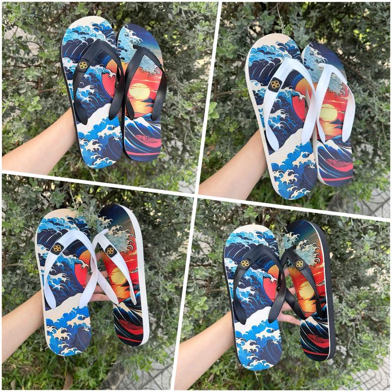  Dép lào nam HD chất liệu cao su thái cao cấp họa tiết in 3D - êm chân chống trơn trượt  3D MÂY QUAI TRẮNG  