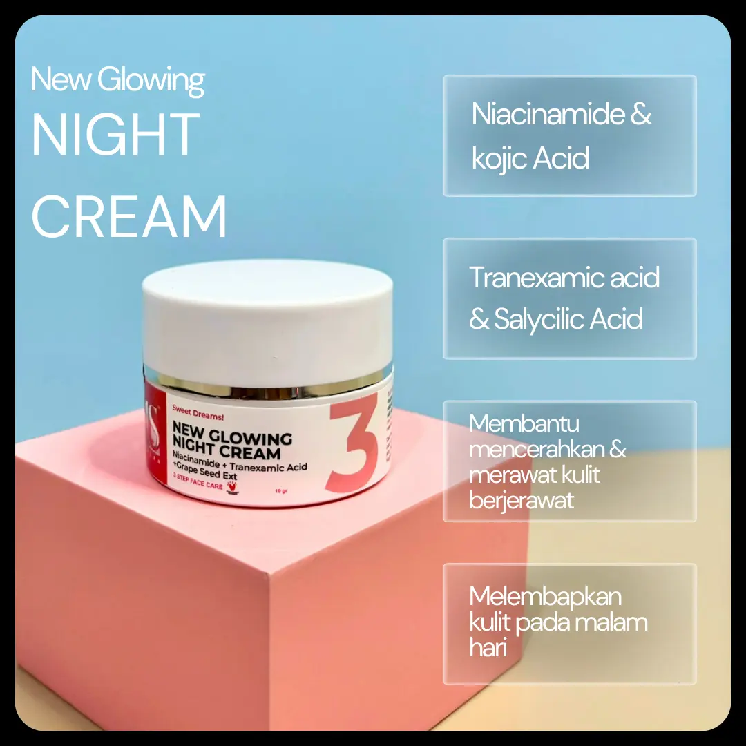 LS SKINCARE Night Cream Booster Untuk Jenis Kulit Normal Brightening Krim Malam Ampuh ELSTM 10gr