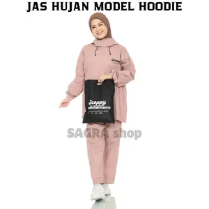 JAS HUJAN SCOPPY MODEL HOODIE TANPA ZIPPER JAS HUJAN DEWASA PRIA WANITA ATASAN BAWAHAN PVC 025
