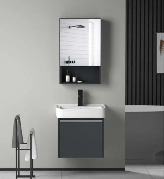 SG stock. Bathroom vanity set c/w normal mirror cabinet, aluminum panel cabinet complete with ceramics basin (101-50）