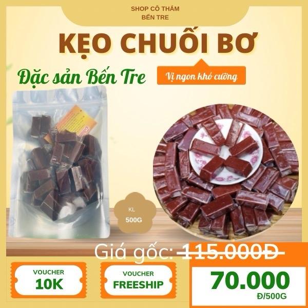  Kẹo chuối bơ loại 1 đặc sản Bến Tre ngọt thanh vị chuối béo nước cốt dừa thơm mùi bơ thực vật kẹo dẻo béo - thắm thắm Bến Tre 