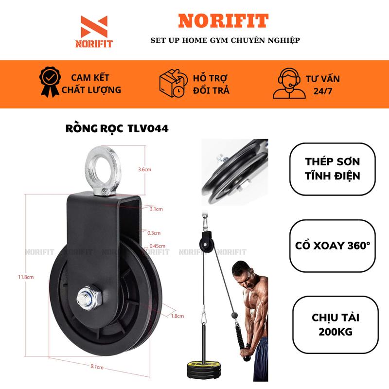 Ròng Rọc Tập Gym Xoay 360 Độ, Thép Không Rỉ Chịu Lực Nặng, Tập Gym Cùng Dây Cáp Tại Nhà TLV044