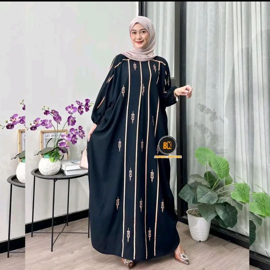 GAMIS KAFTAN RAYON JUMBO PREMIUM MOTIF NADJWA LD 180 CM VIRAL KEKINIAN ADEM