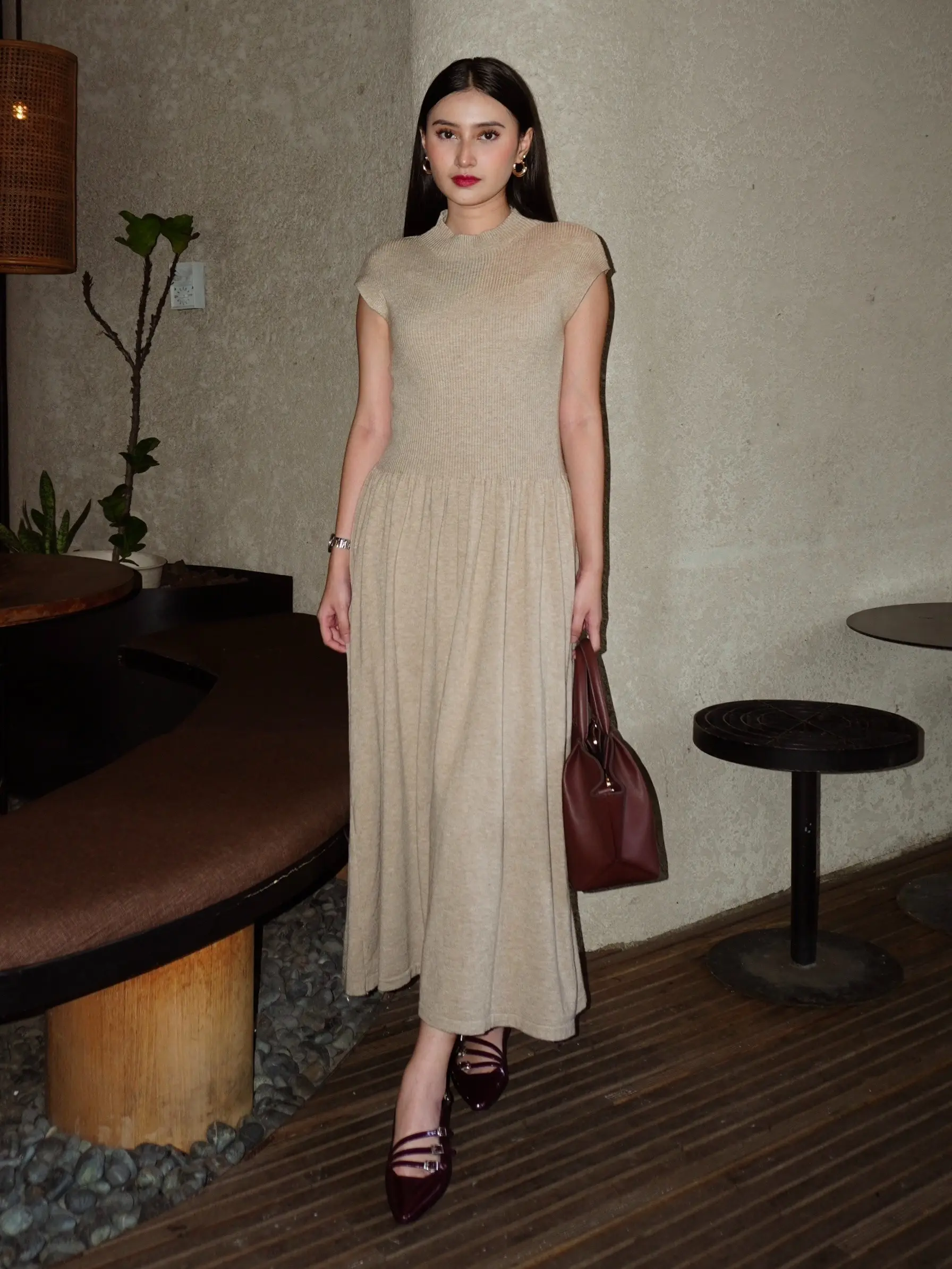 CASSCA - Mai Dress | Knit Wanita Simpel Elegan Korea 2025
