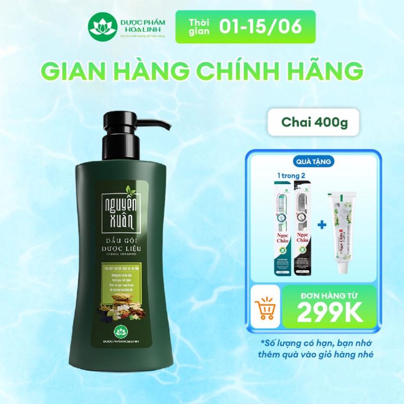 Dầu Gội Dược Liệu Nguyên Xuân Xanh Dưỡng Tóc 365g KM 35g - giá không đổi