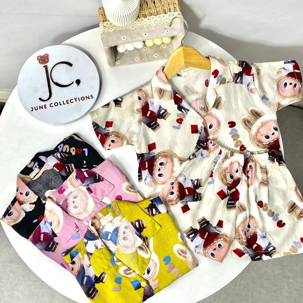 JUNECOLLECTIONS LABUBU DAILYWEAR RAYON SET ANAK BAJU RAYON ANAK STELAN RAYON ANAK MOTIF LABUBU PREMIUM #510