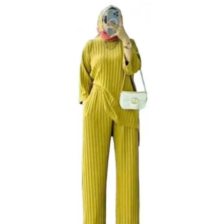 BAJU MODEL KEKINIAN//ONE SET BEST SELLER... hornet kenit Panjang Melar Muslim Nyaman Setelan Bordir Casual Celana panjang lengana panjang Tebal