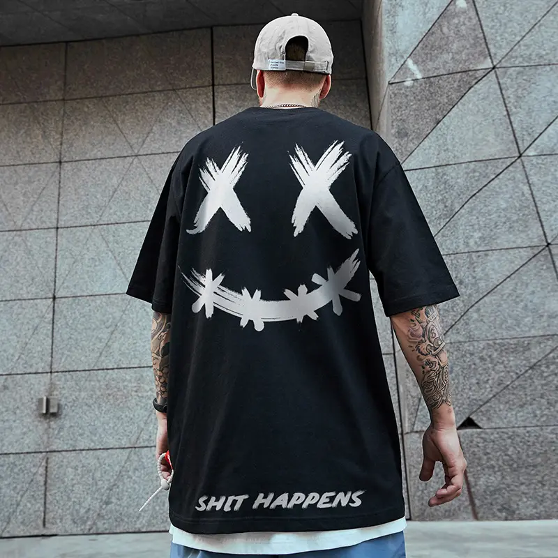 Ghost Face Pattern Short-Sleeved T-shirt New Trend Loose Couple Outfit