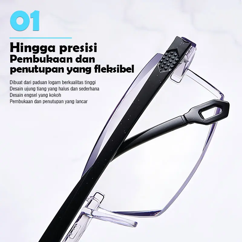 【Beli 1 Gratis 2】Kacamata baca multifungsi (bisa untuk membaca dan dipakai di luar), model trendi dan kekinian, lensa bifokal anti silau & anti radiasi, uniseks, penglihatan lebih jelas, cocok untuk usia 30–70 tahun 4