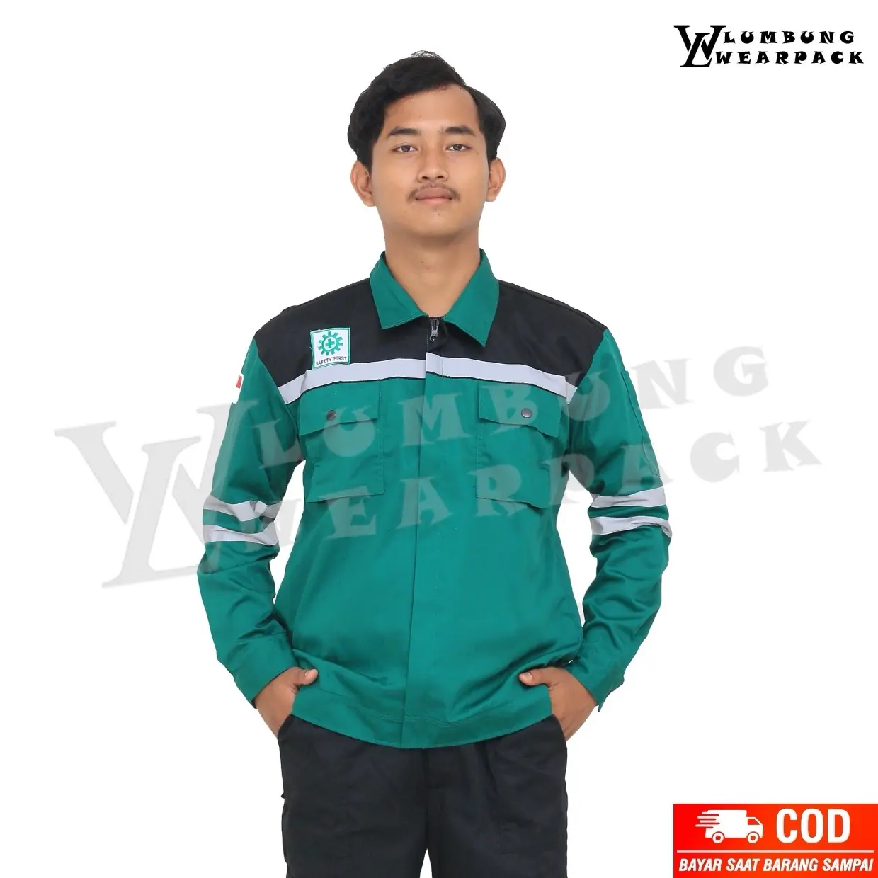 ATASAN WEARPACK SAFETY HIJAU KOMBINASI HITAM