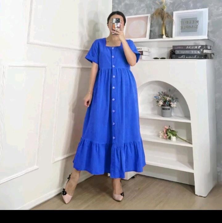 Daster Crincle Kancing// Dress Wanita bumil busui frendly// Daster kekinian by batik pradana Kain Lembut 8