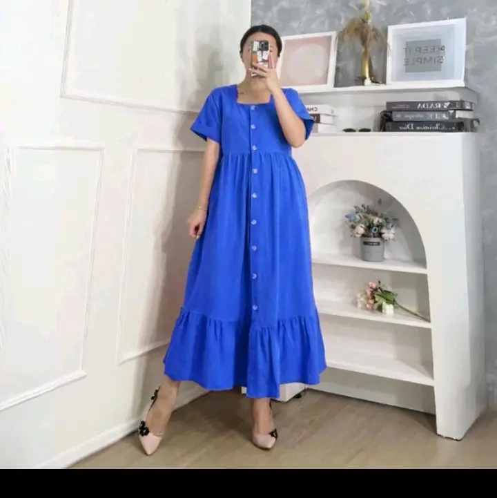 Daster Crincle Kancing// Dress Wanita bumil busui frendly// Daster kekinian by batik pradana Kain Lembut 7