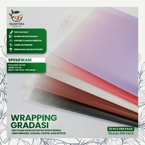 Wrapping Paper Gradasi Kertas Buket Bunga 56cm x 54cm | Flower Wrap Paper Gradasi Waterproof | Kertas Pembungkus Kado Modern | Bahan Craft Buket Bunga Segar & Artificial | Kertas Buket Warna Soft Gradasi