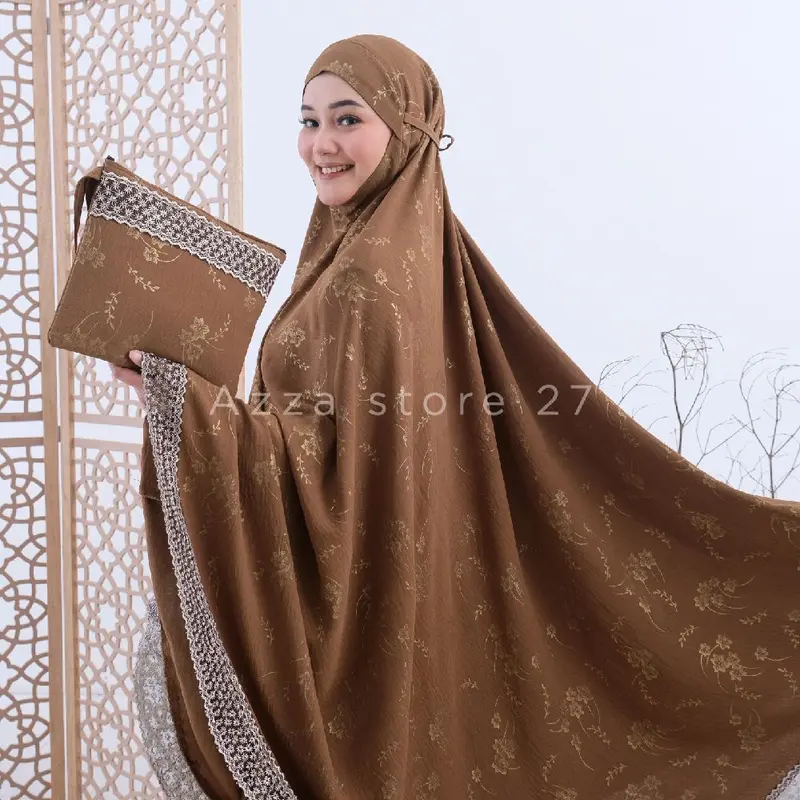 [ LAUNCHING ] Azza Store27 - Mukena Dewasa Shakira Dagu Crinkle Poil Airflow Premium Motif Renda Mewah Jumbo Traveling Cantik 7